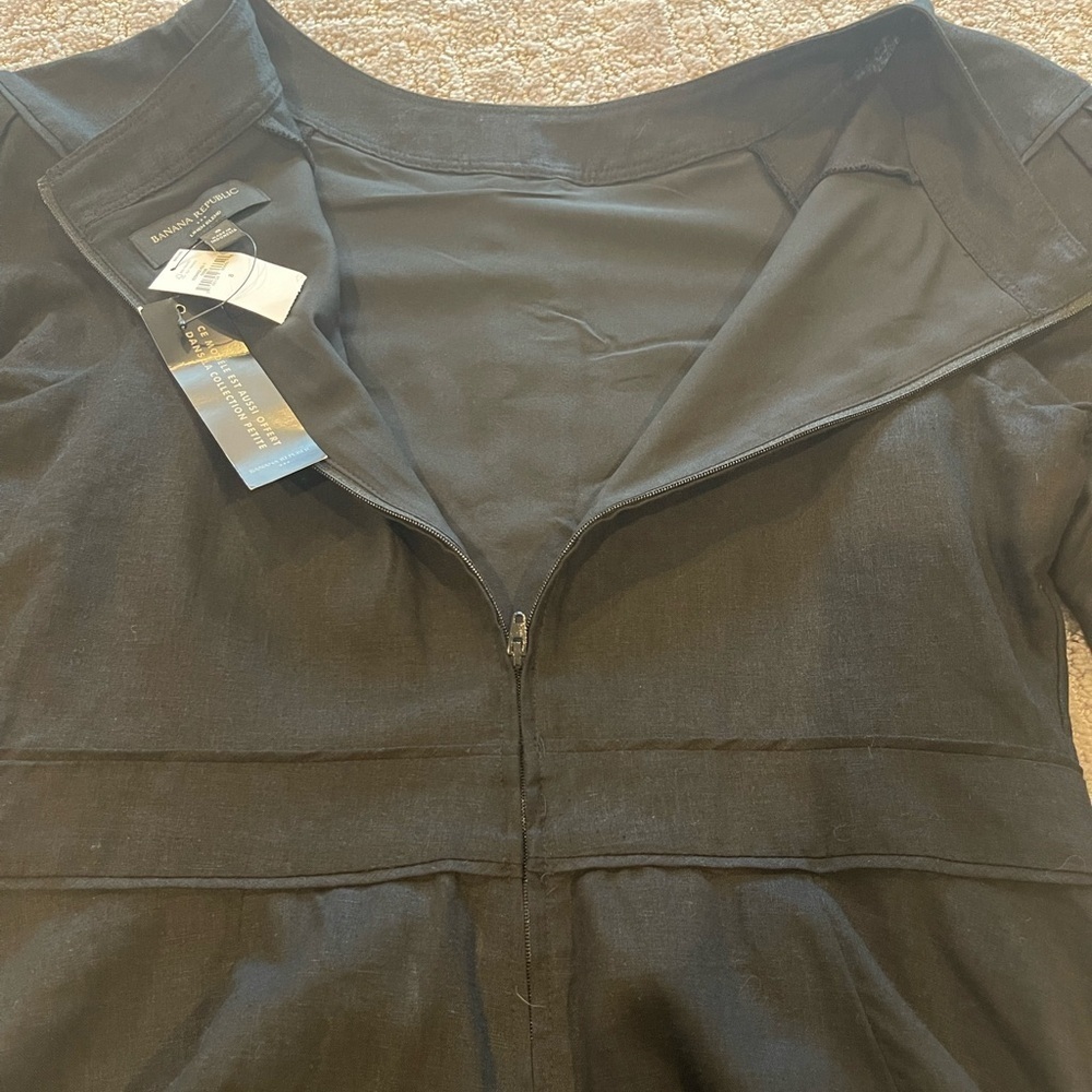 NWT Banana Republic Black Linen Blend Mini Dress, 3/4 Sleeves, Size 8/Medium - Picture 14 of 14